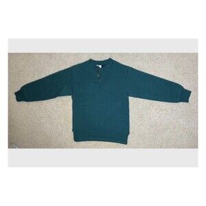 Vintage 90s Kids Pro Spirit Henley Sweatshirt Made in USA Green Youth Small S